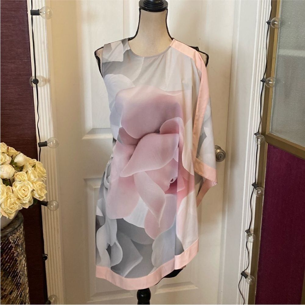 Ted Baker One Shoulder Dress - Pink and Gray Floral, S - Picture 6 of 14
